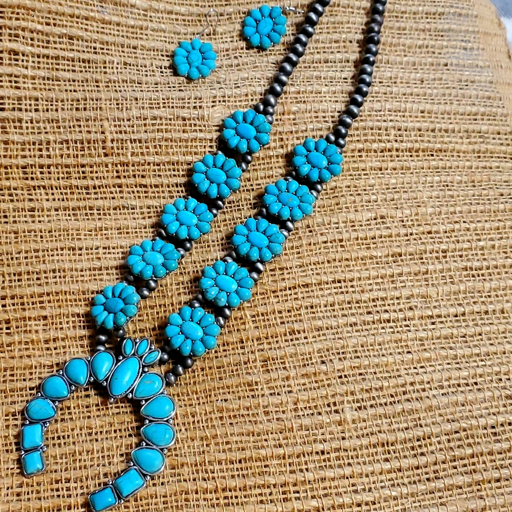 Faux Turquoise & Silver Set